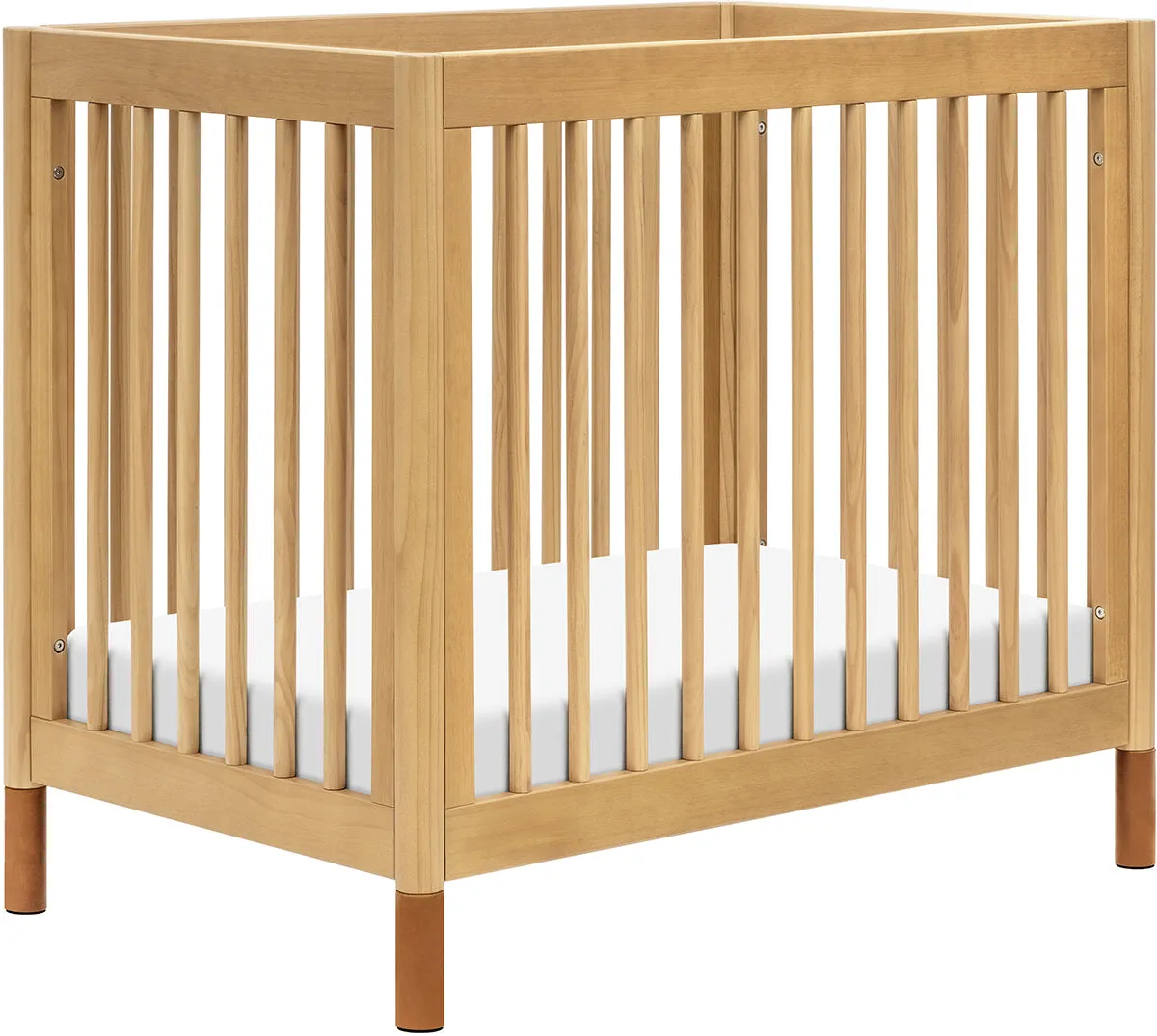 Babyletto Gelato 4-in-1 Convertible Mini Crib - Honey w/ Vegan Tan Leather Feet