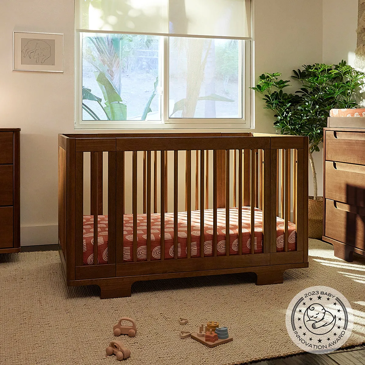 Babyletto Yuzu 8-in-1 Convertible Crib with All-Stages Conversion Kit - Natural Walnut