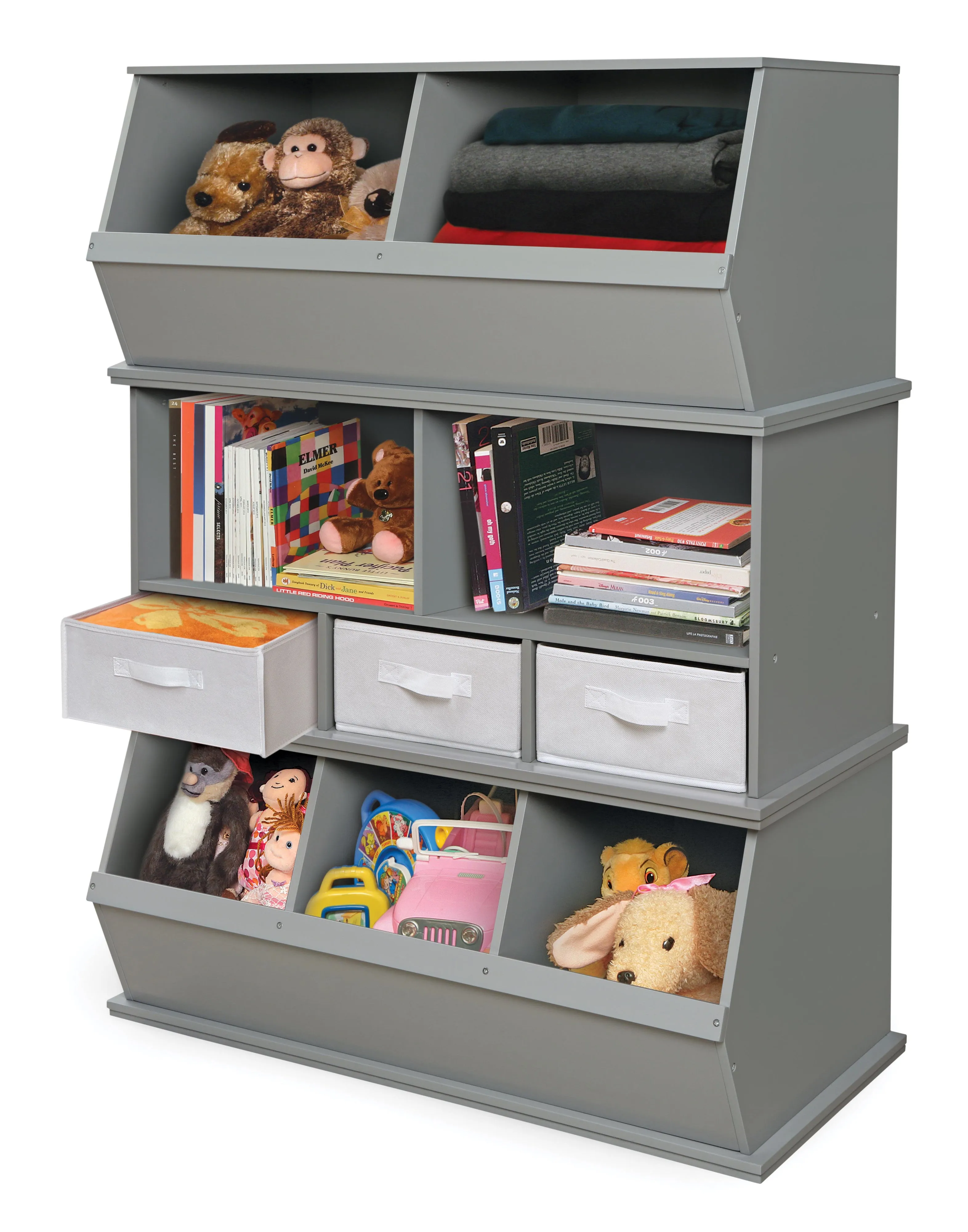 Badger Basket Stackable Shelf Storage Cubby with Three Baskets