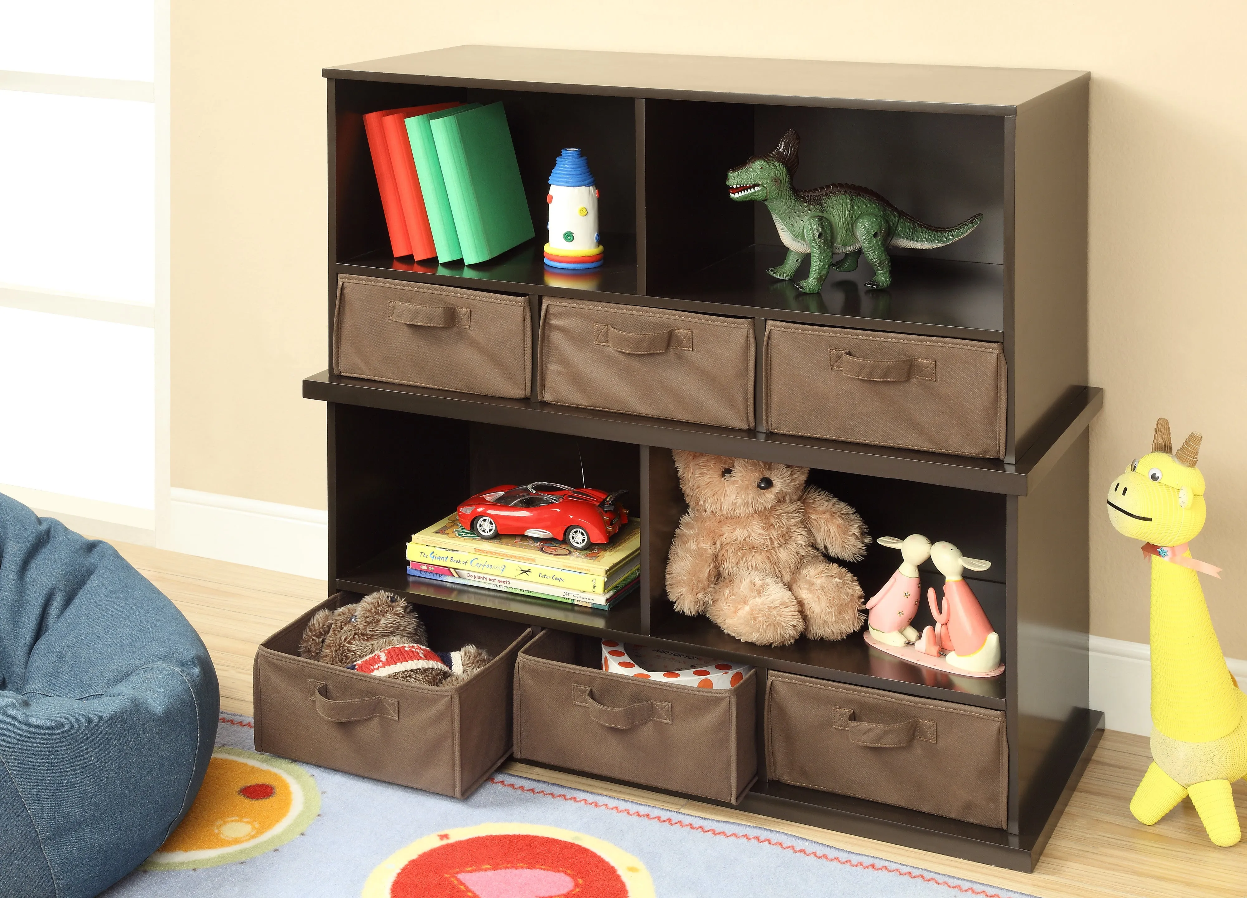 Badger Basket Stackable Shelf Storage Cubby with Three Baskets