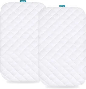 Bassinet Mattress Pad Cover - Fits Standard Cradle Bassinet (18"x36"), 2 Pack, Bamboo, Waterproof