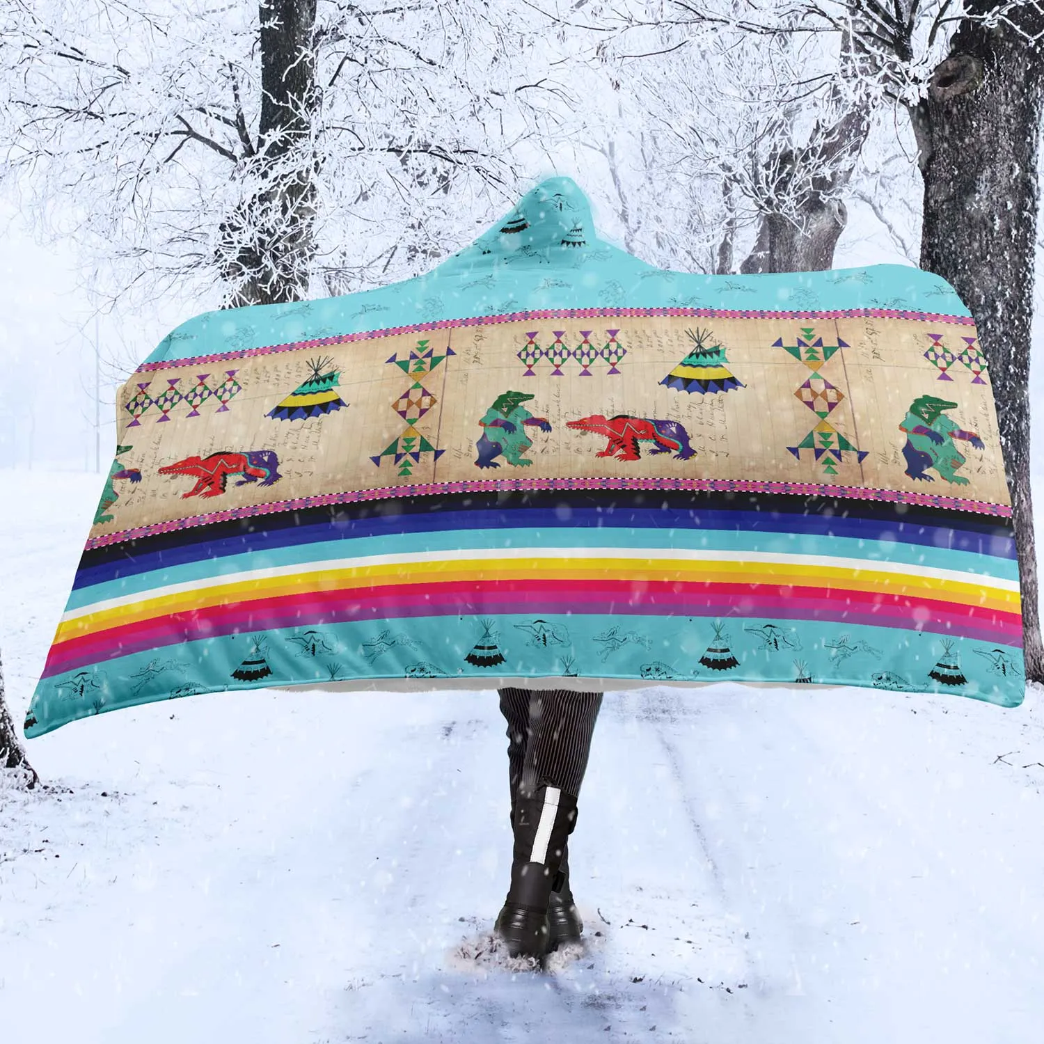 Bear Ledger Sky Hooded Blanket