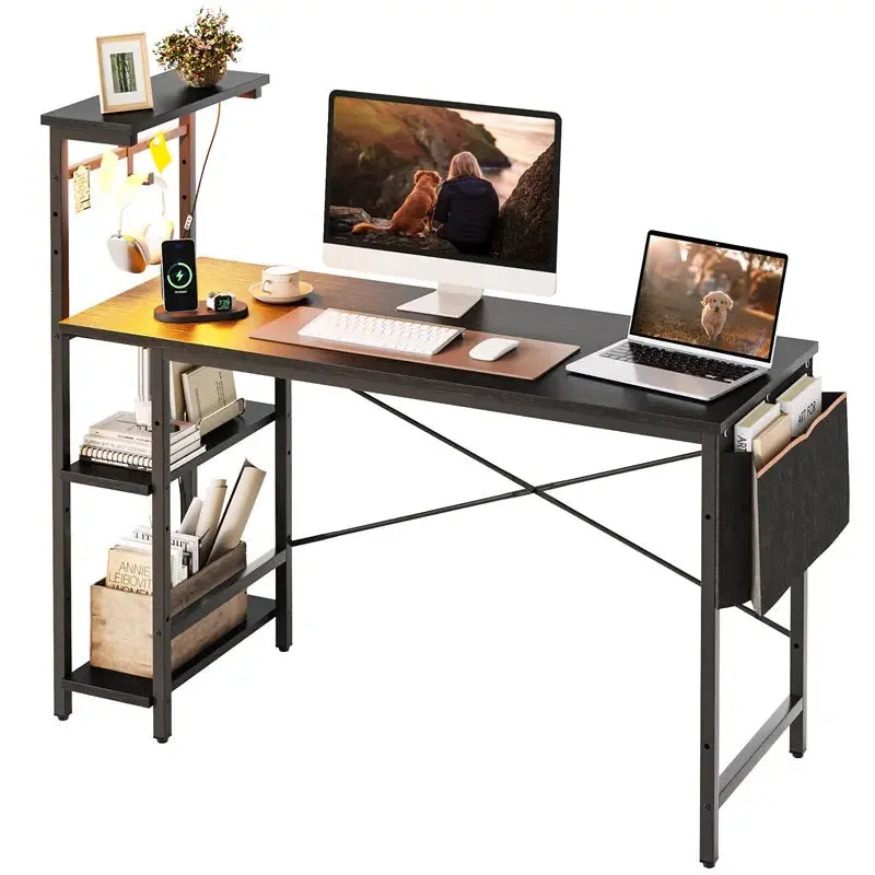 Bestier 51 Inch LED Gaming Desk with 4 Tiers Shelves & Storage Bag