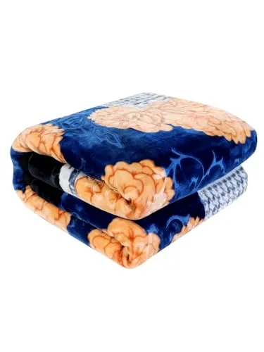 Bezzilish Home Cloudy Super Soft Fabric Floral Printed HeavyDuty Luxury Ultra 2 Ply Double Blanket for Winters with English Colors & Stylish Bag Packing (Multicolor_01) (9)