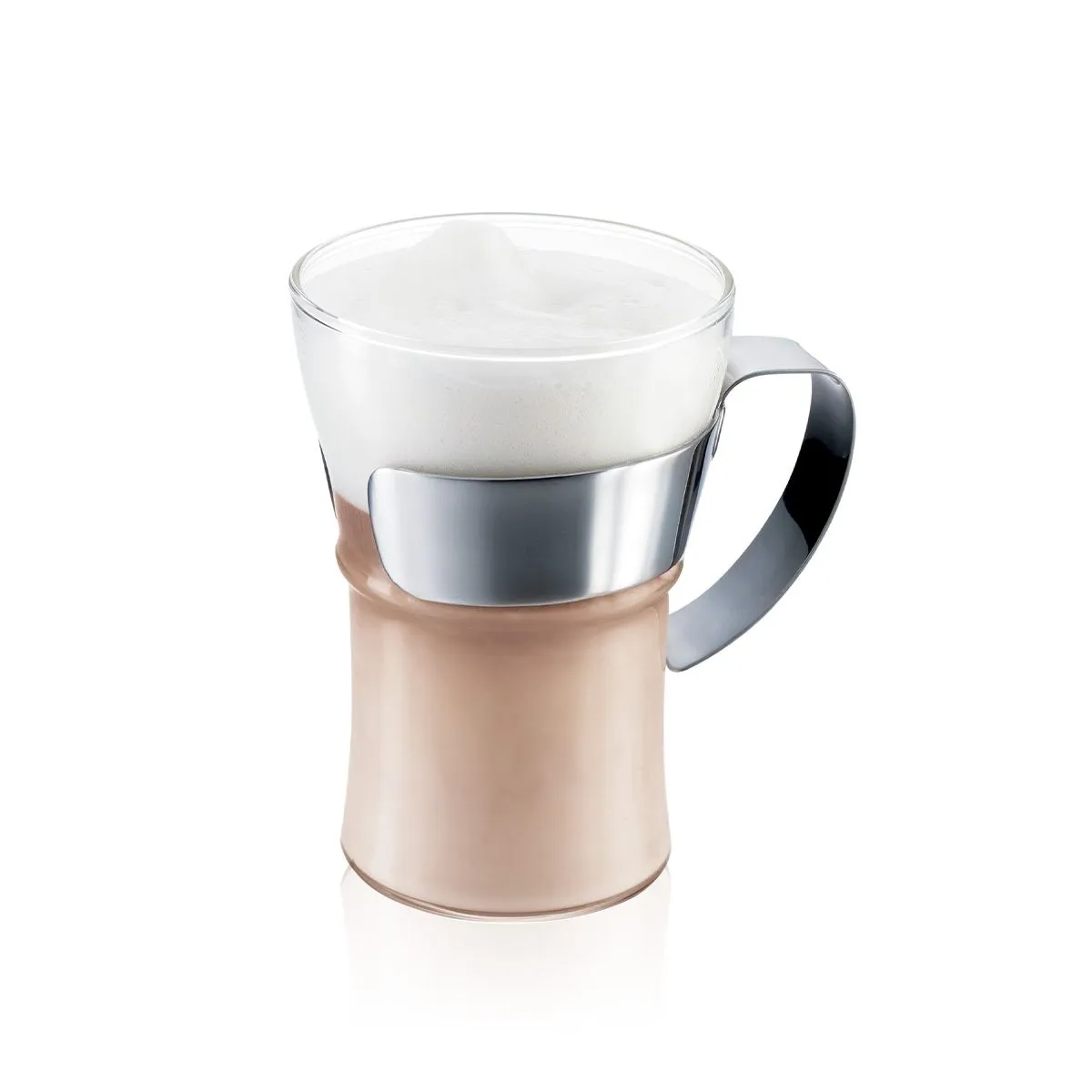 Bodum Assam Coffee Glass With Metal Handle Chrome 0.35 L, 2 Pcs.