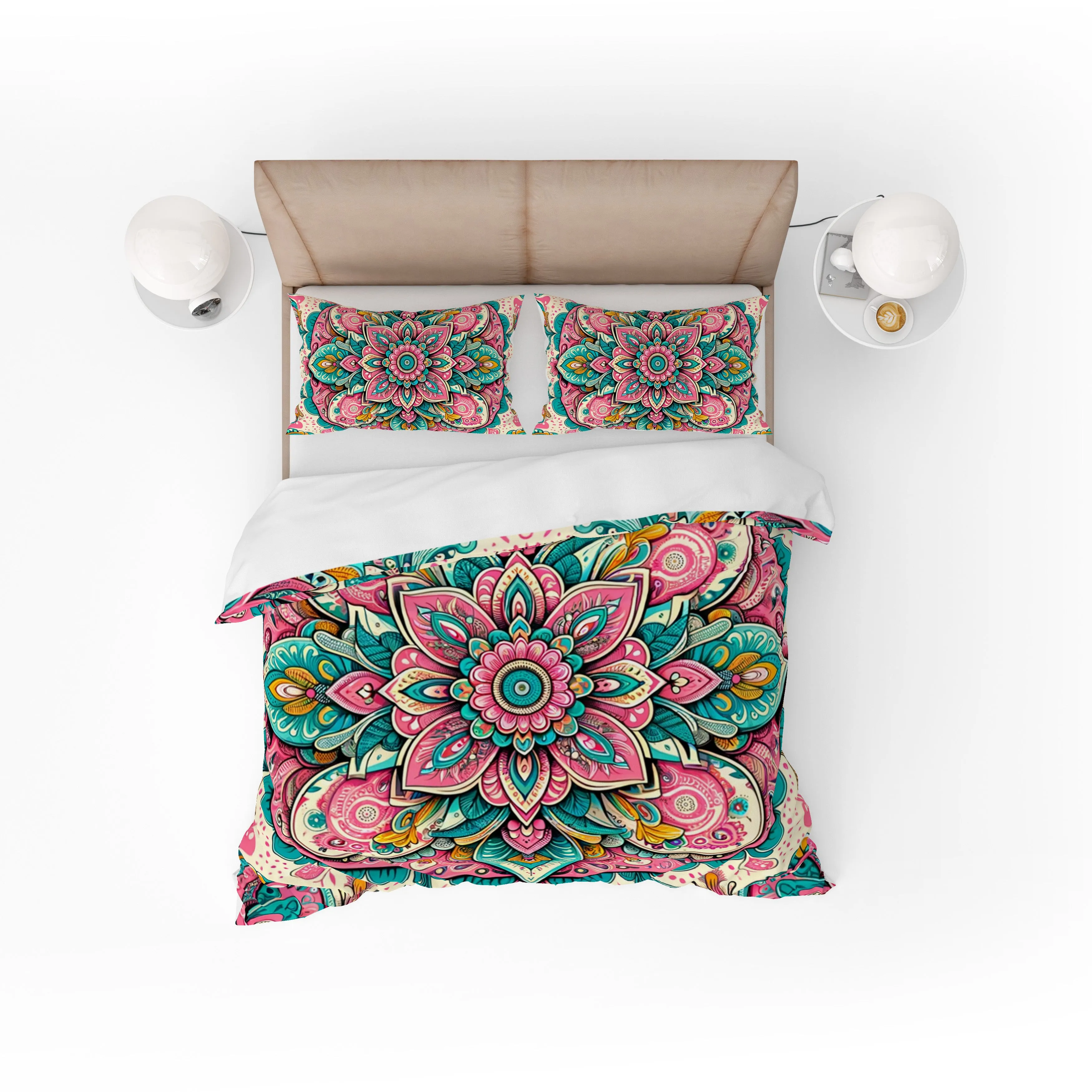 Bohemian Bloom Catch Indian Mandala Reversible Quilt Cover Duvet Cover Set