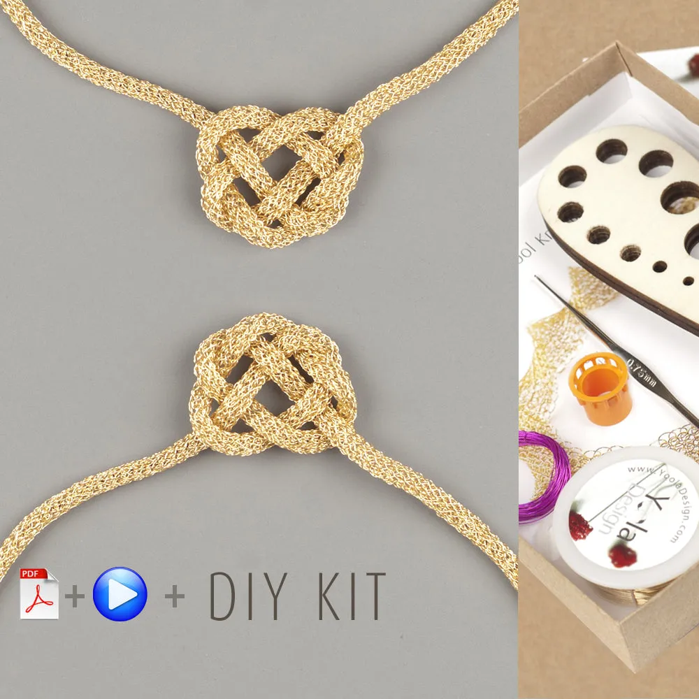 BOLD celtic heart necklace wire crochet DIY KIT