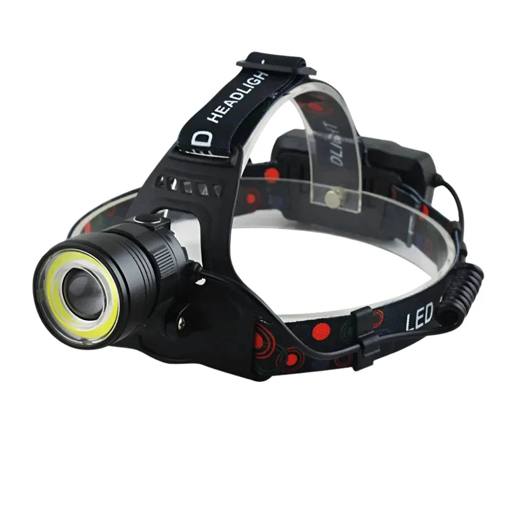 BORUiT Zoomable Powerful COB LED Headlamp USB Rechargeable Headlight Waterproof Camping Head Torch Fishing Flashlight Lantern