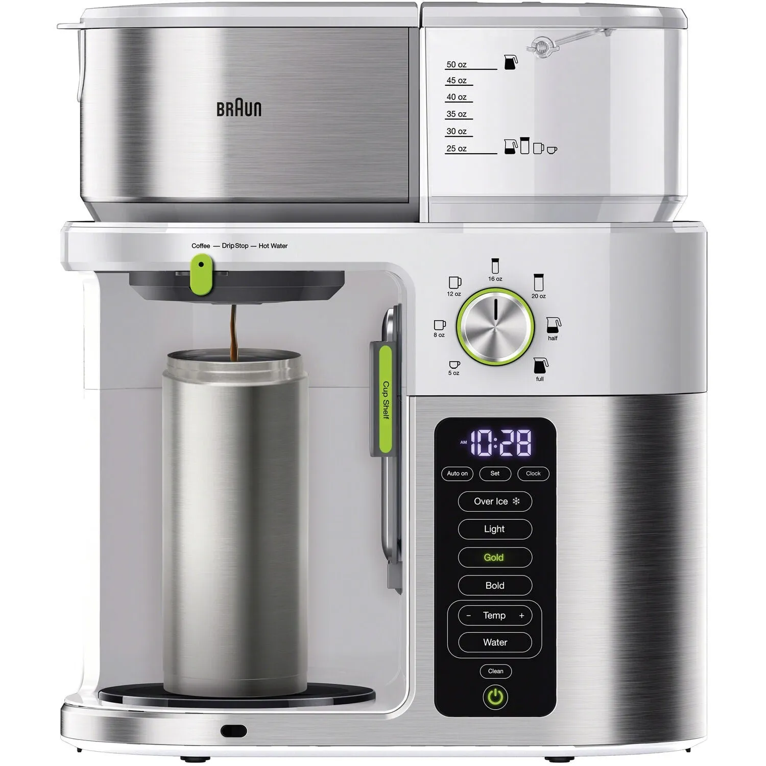 Braun Multiserve Brewing System in Stainless Steel and White with Glass Carafe (KF9150WH)