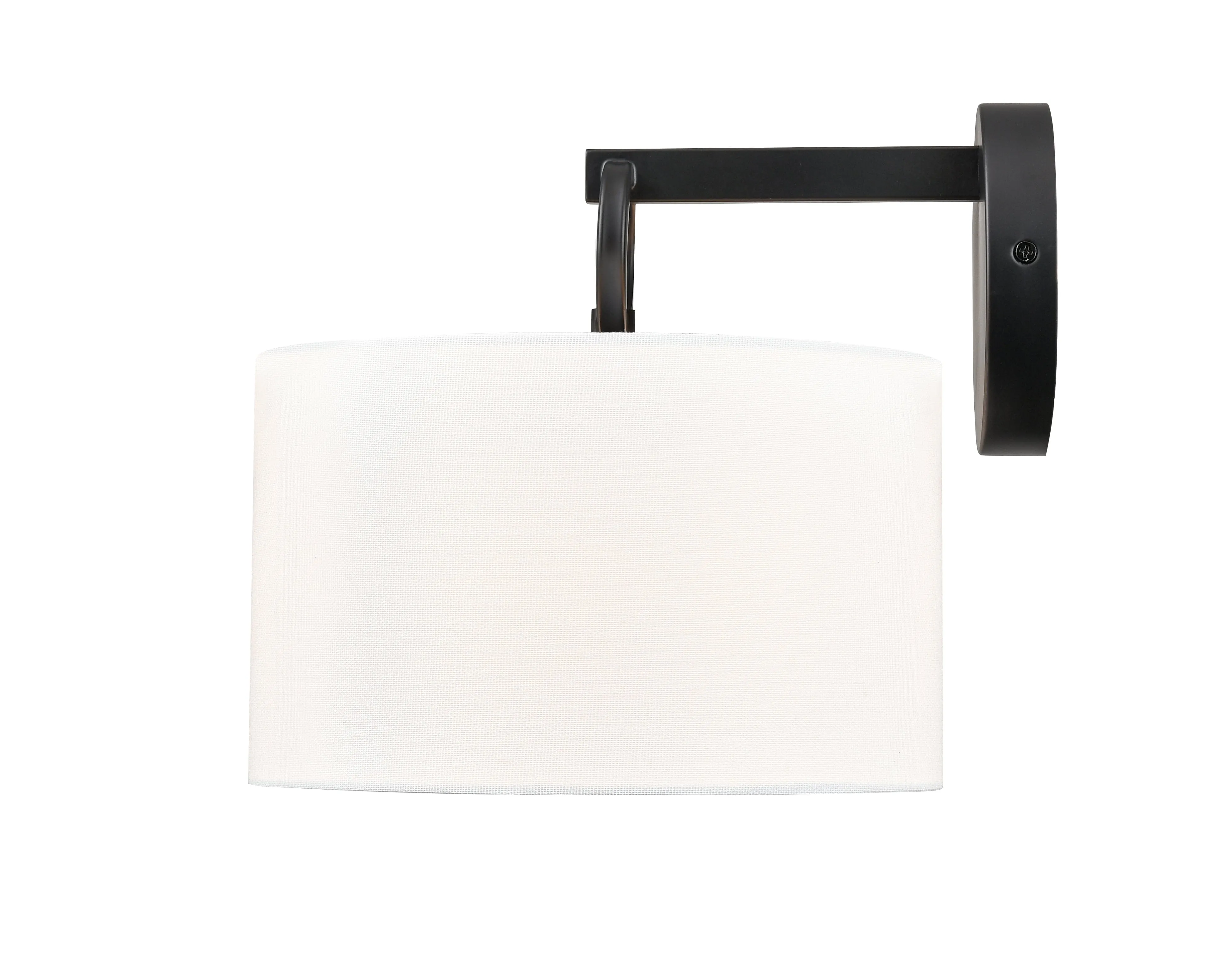 Braxstan Wall Sconce - Matte Black - White Linen Shade - 11.125in. Extension - E26 Medium Base