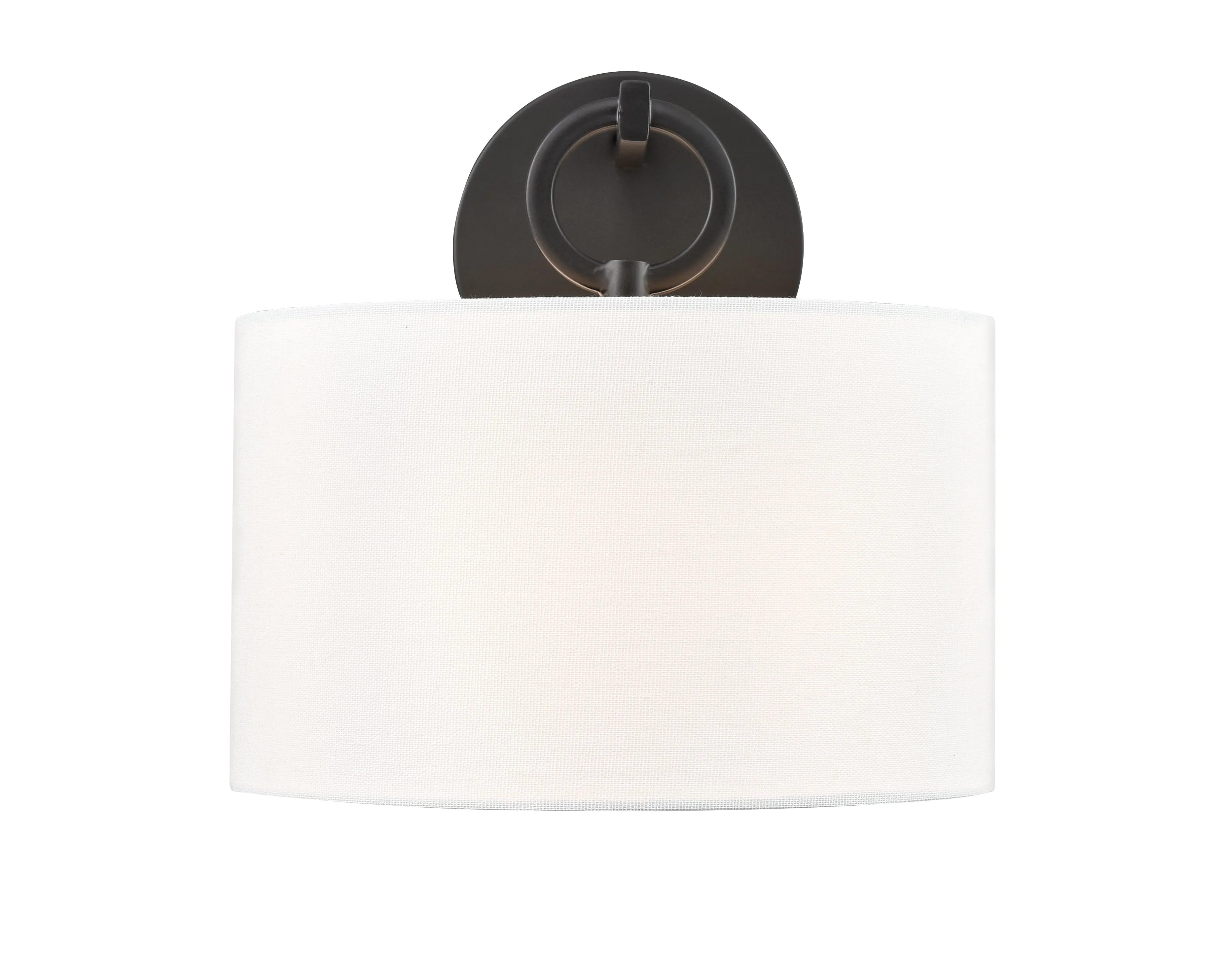 Braxstan Wall Sconce - Matte Black - White Linen Shade - 11.125in. Extension - E26 Medium Base