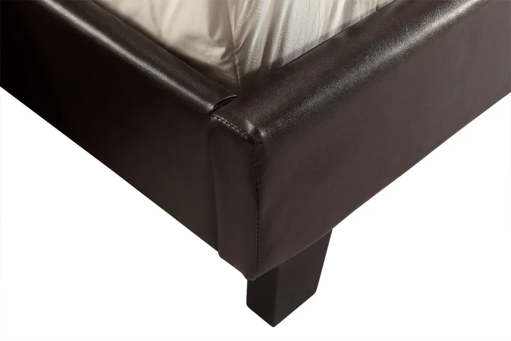 Brown PU Leather Queen Bed Frame with Headboard, Palermo