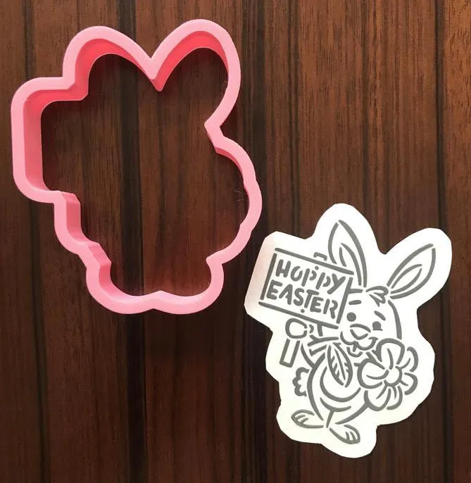 Bunny & Sign Cookie Cutter