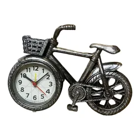 CALANDIS® Bicycle Clock Retro Style Classic Small Decoration Bicycle Shape Alarm Clock Silver