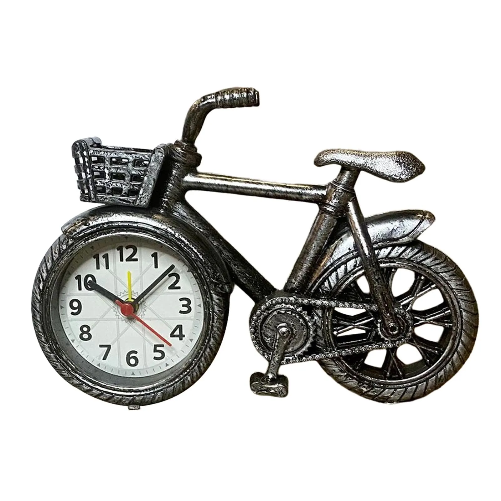 CALANDIS® Bicycle Clock Retro Style Classic Small Decoration Bicycle Shape Alarm Clock Silver