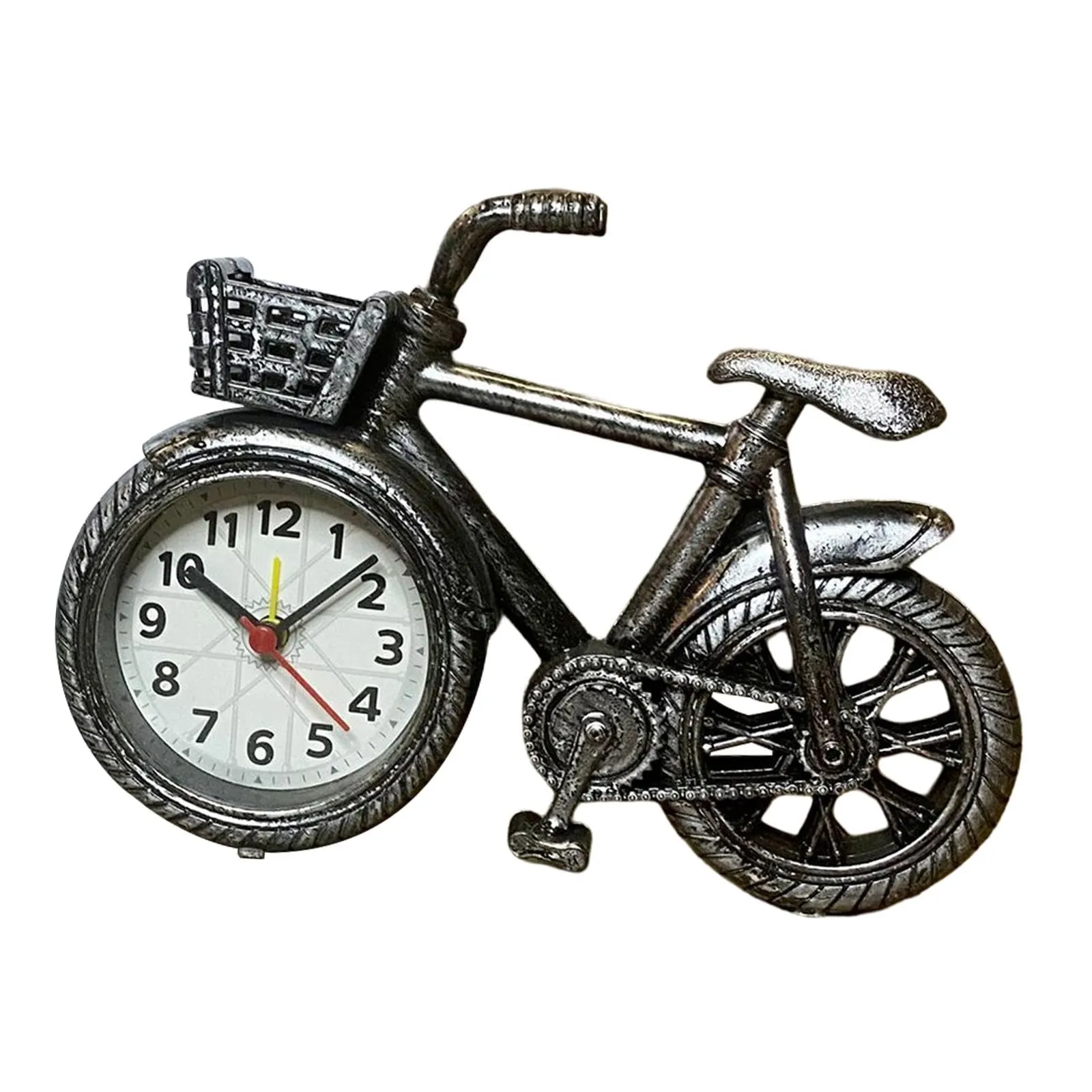 CALANDIS® Bicycle Clock Retro Style Classic Small Decoration Bicycle Shape Alarm Clock Silver