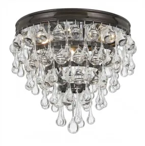 CALYPSO 3 LIGHT CRYSTAL TEARDROP FLUSH MOUNT, VIBRANT BRONZE