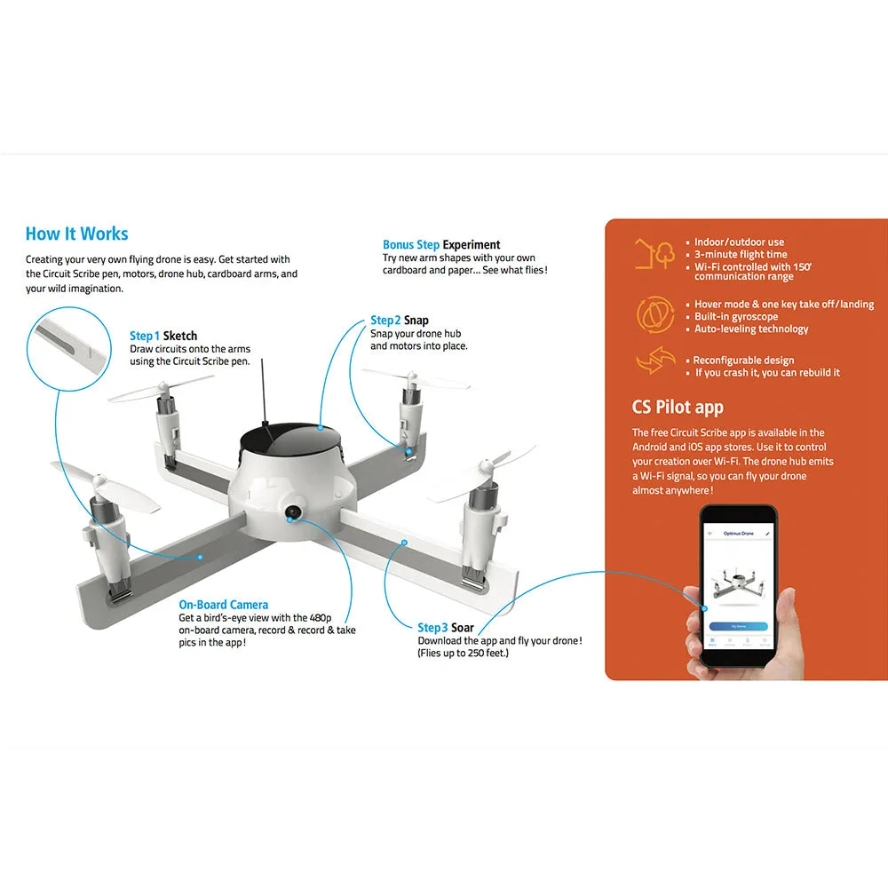 Circuit Scribe Drone Builder Classroom Kit with Free Storage Kit