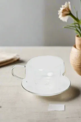 Clear Double Wall Cup And Saucer (2 Piece)