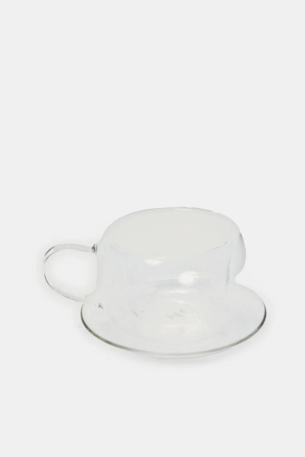 Clear Double Wall Cup And Saucer (2 Piece)