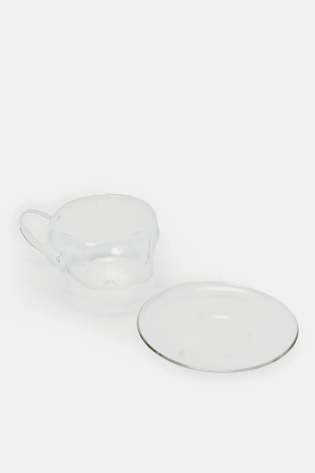 Clear Double Wall Cup And Saucer (2 Piece)