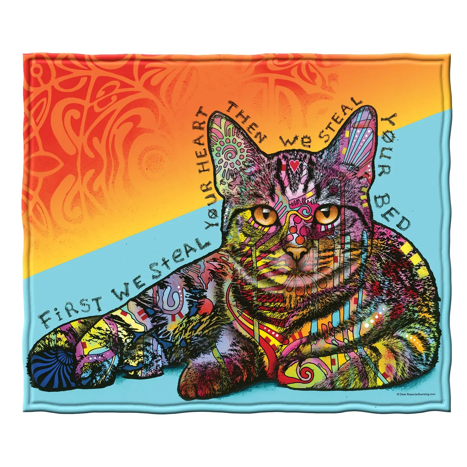 Colorful Cat Fleece Blanket For Bed, 50" X 60" Dean Russo Ii Cat Fleece