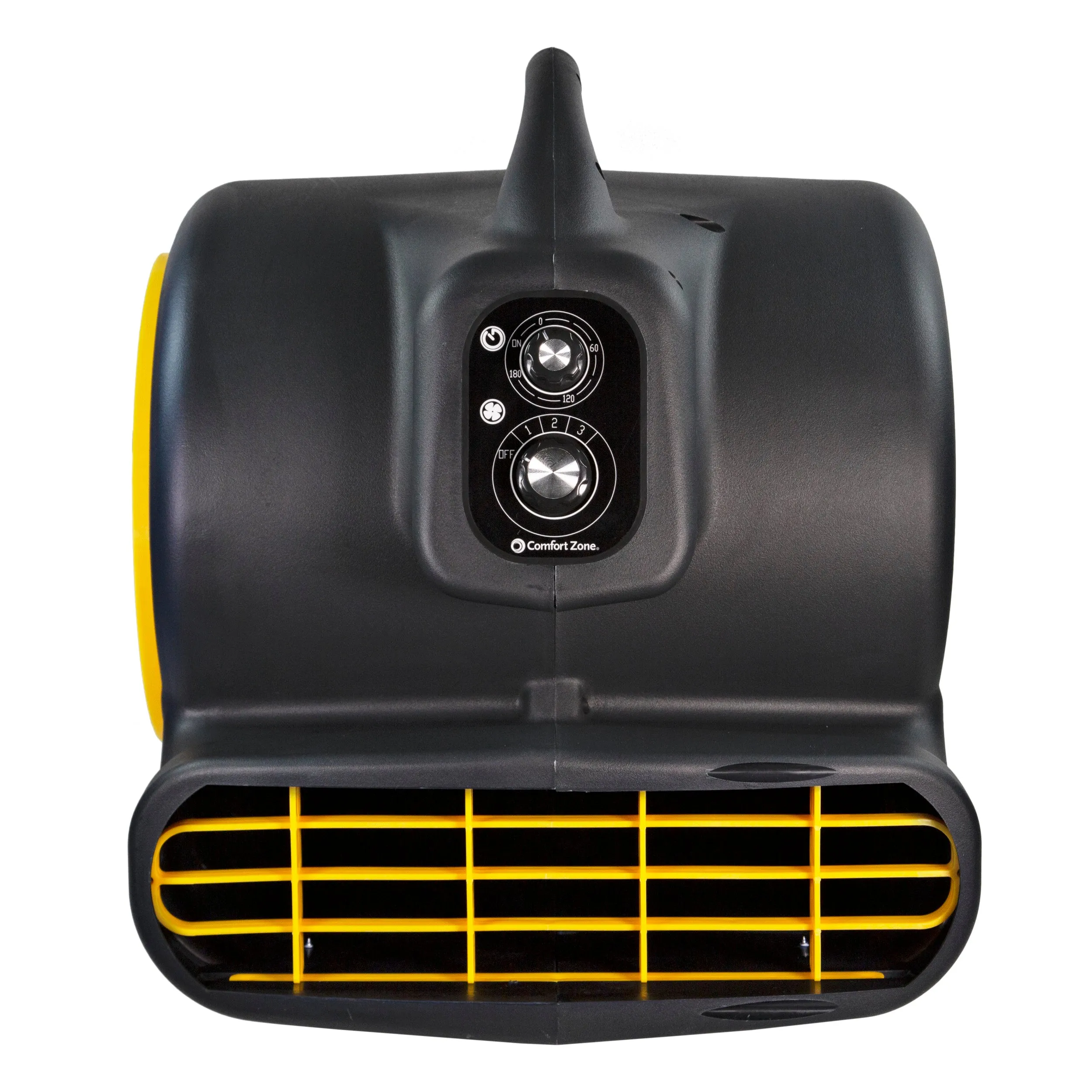 Comfort Zone Powergear 1/2 HP 3-Speed Carpet Dryer Blower Floor Fan with Timer in Black and Yellow