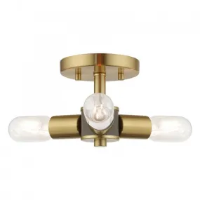 COPENHAGEN 3 LIGHT CEILING MOUNT, SATIN BRASS