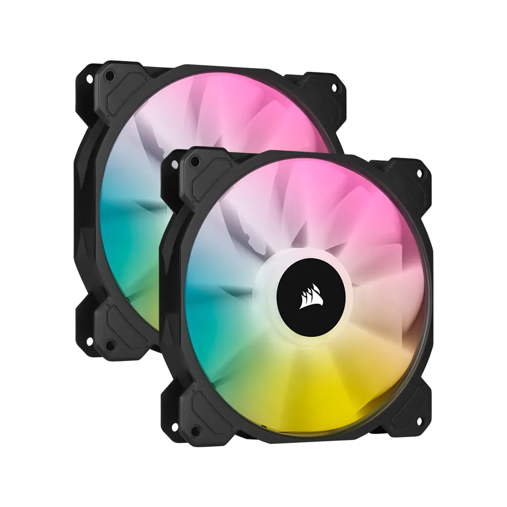 CORSAIR SP140 Elite iCUE RGB 2pcs 140mm Desktop System Unit PWM Cooling Fan Dual Pack with Included Lightning Node Core, 1200 RPM Fan Speed and Hydraulic Motor for PC Computer (Black) | CO-9050111-WW