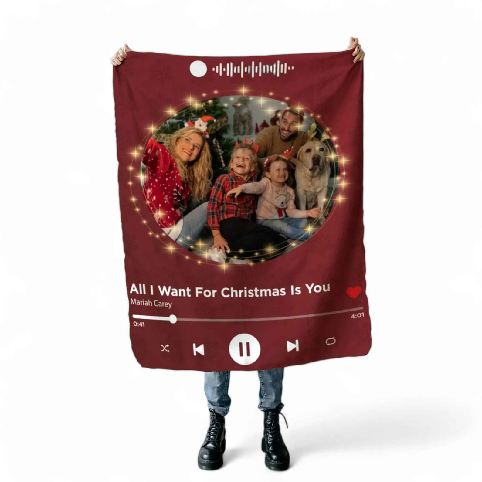 Custom Song Code Music Player Photo Blanket - Custom Blankets For Family And Holiday