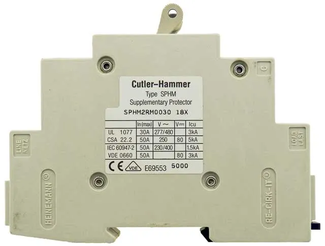 Cutler Hammer Supplementary Protector Hydraulic Magnetic Circuit Breaker P/N:SPHM2RM0030