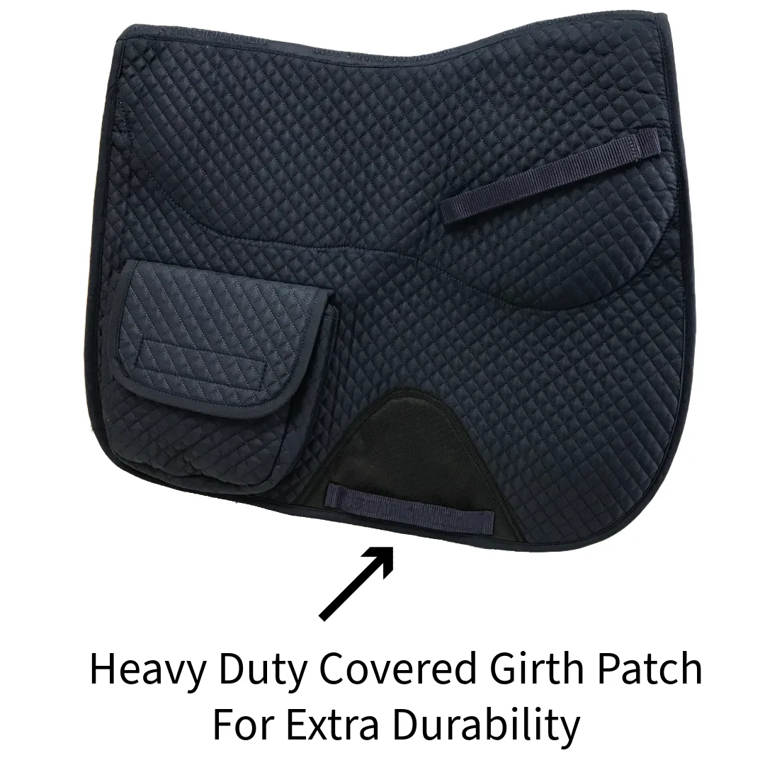 Derby Originals All Purpose English Saddle Pad with Pockets Half Fleece lined for Shock Absorbing Wither Relief Design for comfort and Trail Riding.