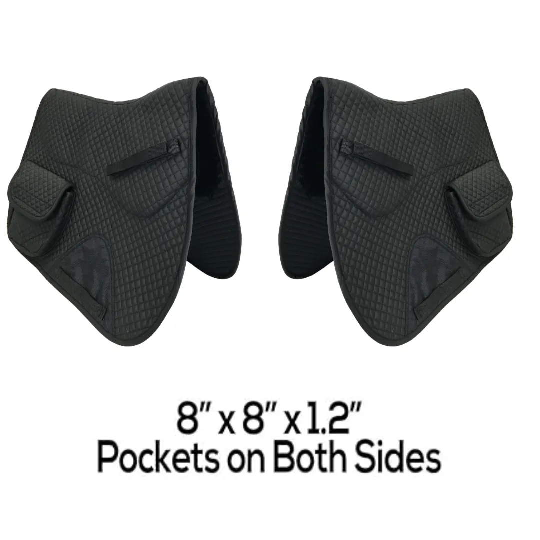 Derby Originals All Purpose English Saddle Pad with Pockets Half Fleece lined for Shock Absorbing Wither Relief Design for comfort and Trail Riding.