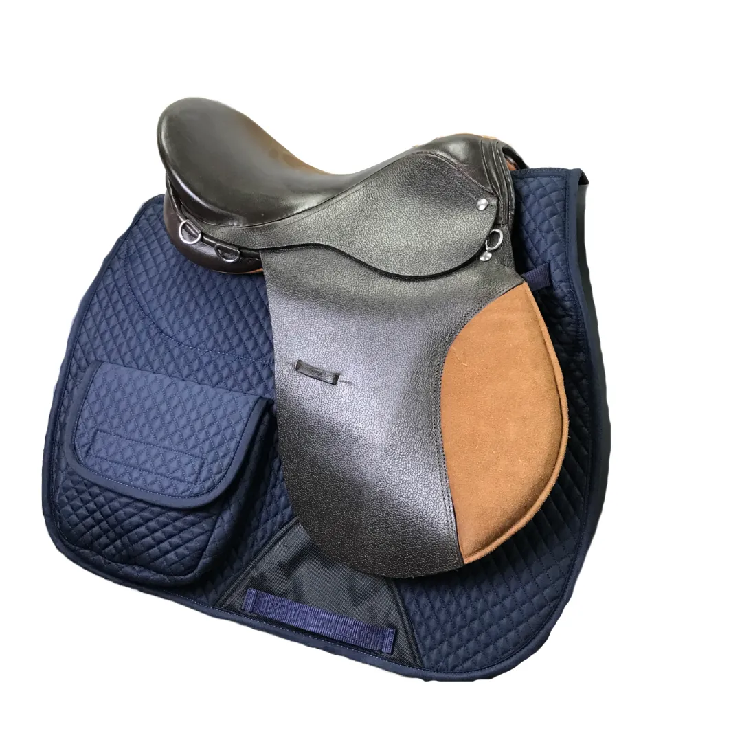 Derby Originals All Purpose English Saddle Pad with Pockets Half Fleece lined for Shock Absorbing Wither Relief Design for comfort and Trail Riding.