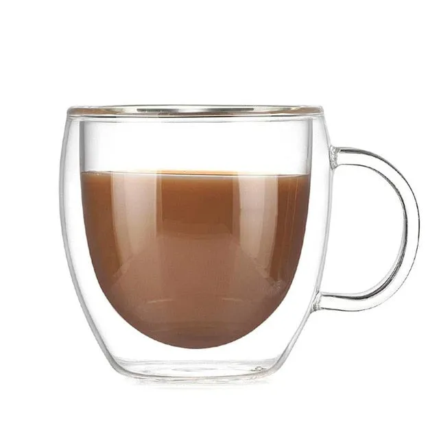 Double Wall Glass Cup Heat Resistant Tea Coffee Mug