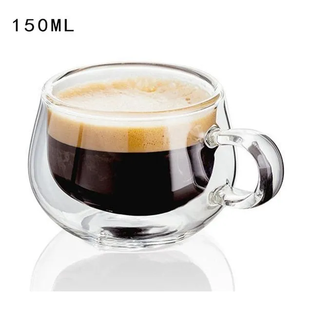 Double Wall Glass Cup Heat Resistant Tea Coffee Mug