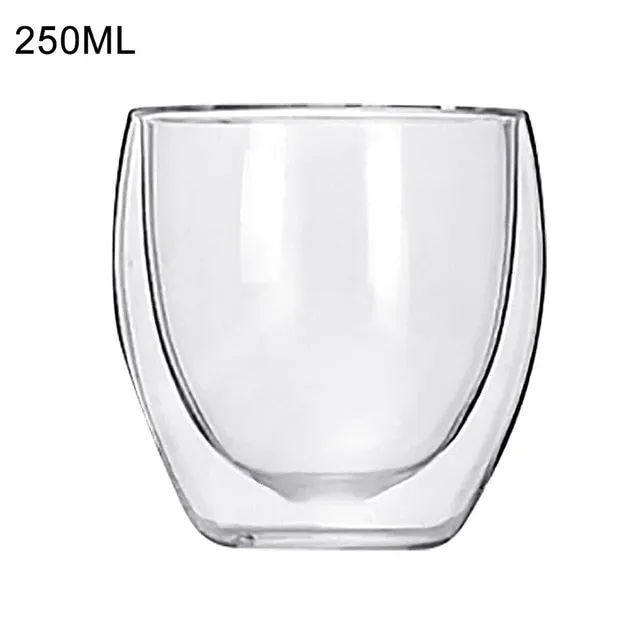 Double Wall Glass Cup Heat Resistant Tea Coffee Mug