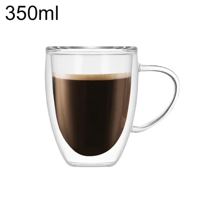 Double Wall Glass Cup Heat Resistant Tea Coffee Mug