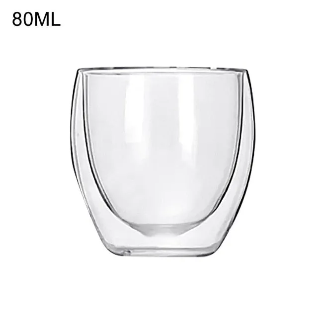 Double Wall Glass Cup Heat Resistant Tea Coffee Mug