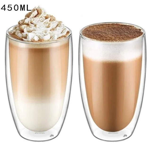 Double Wall Glass Cup Heat Resistant Tea Coffee Mug