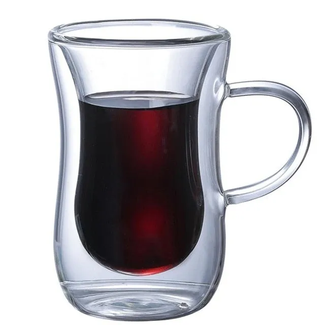 Double Wall Glass Cup Heat Resistant Tea Coffee Mug