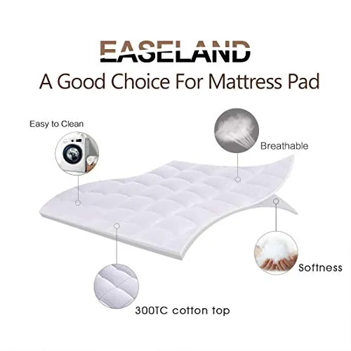 EASELAND Queen Size Mattress Pad Pillow Top Mattress Cover Quilted Fitted Mattress Protector Cotton Top 8-21" Deep Pocket Cooling Mattress Topper (60x80 Inches, White)