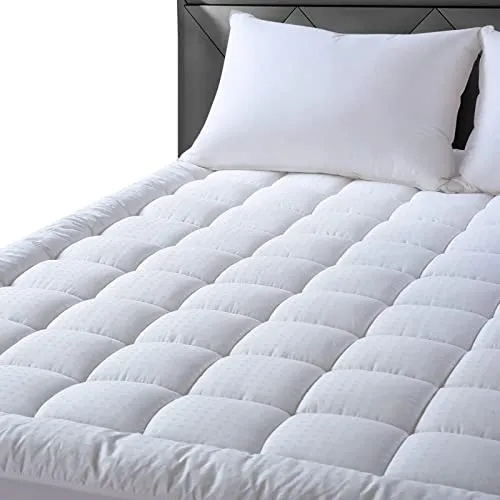 EASELAND Queen Size Mattress Pad Pillow Top Mattress Cover Quilted Fitted Mattress Protector Cotton Top 8-21" Deep Pocket Cooling Mattress Topper (60x80 Inches, White)