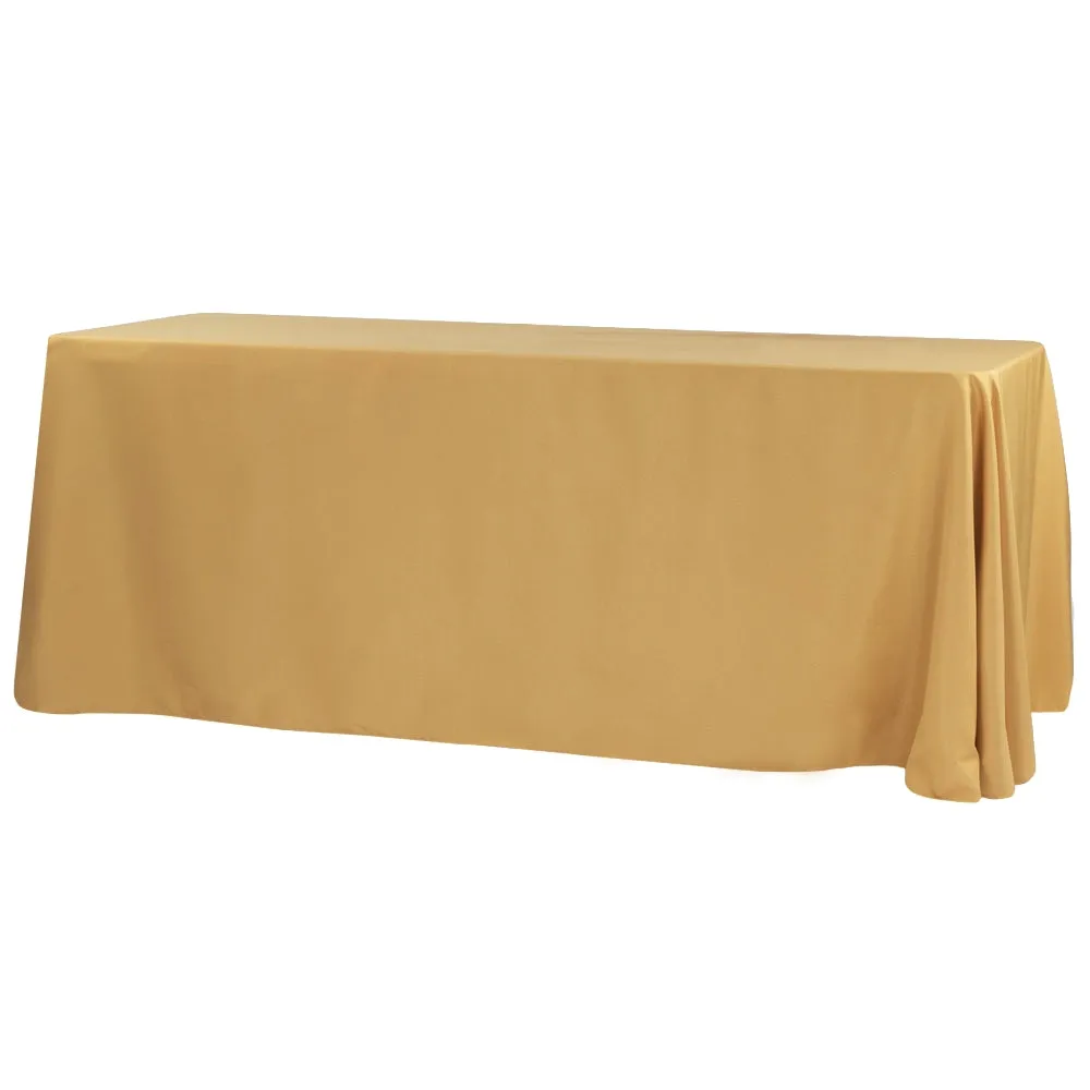 Economy Polyester Tablecloth 90"x132" Oblong Rectangular - Gold