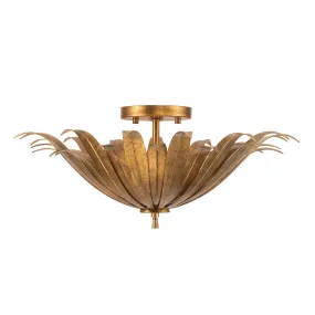 EDEN 3-LIGHT SEMI FLUSH, ANTIQUE GOLD