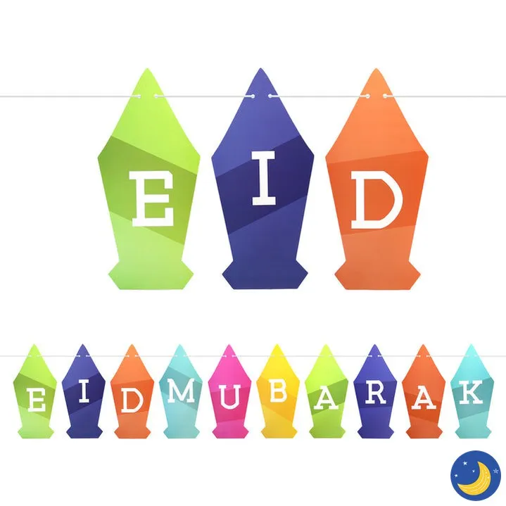 Eid Mubarak Bunting - Multicolored Lantern Shaped