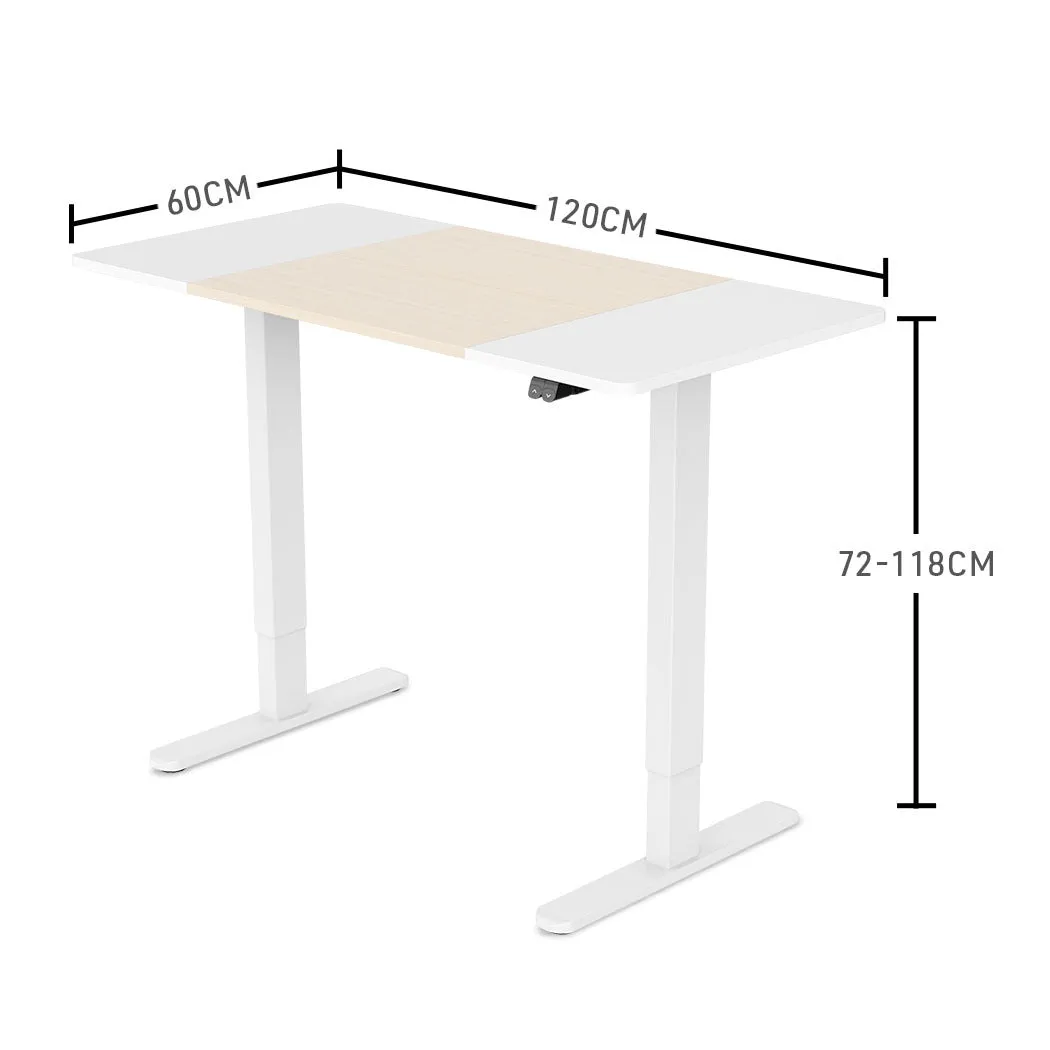 Electric Height Adjustable Sit Stand Desk 120x60cm Light Oak