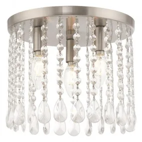 ELIZABETH 3 LIGHT CEILING MOUNT, BRUSHED NICKEL