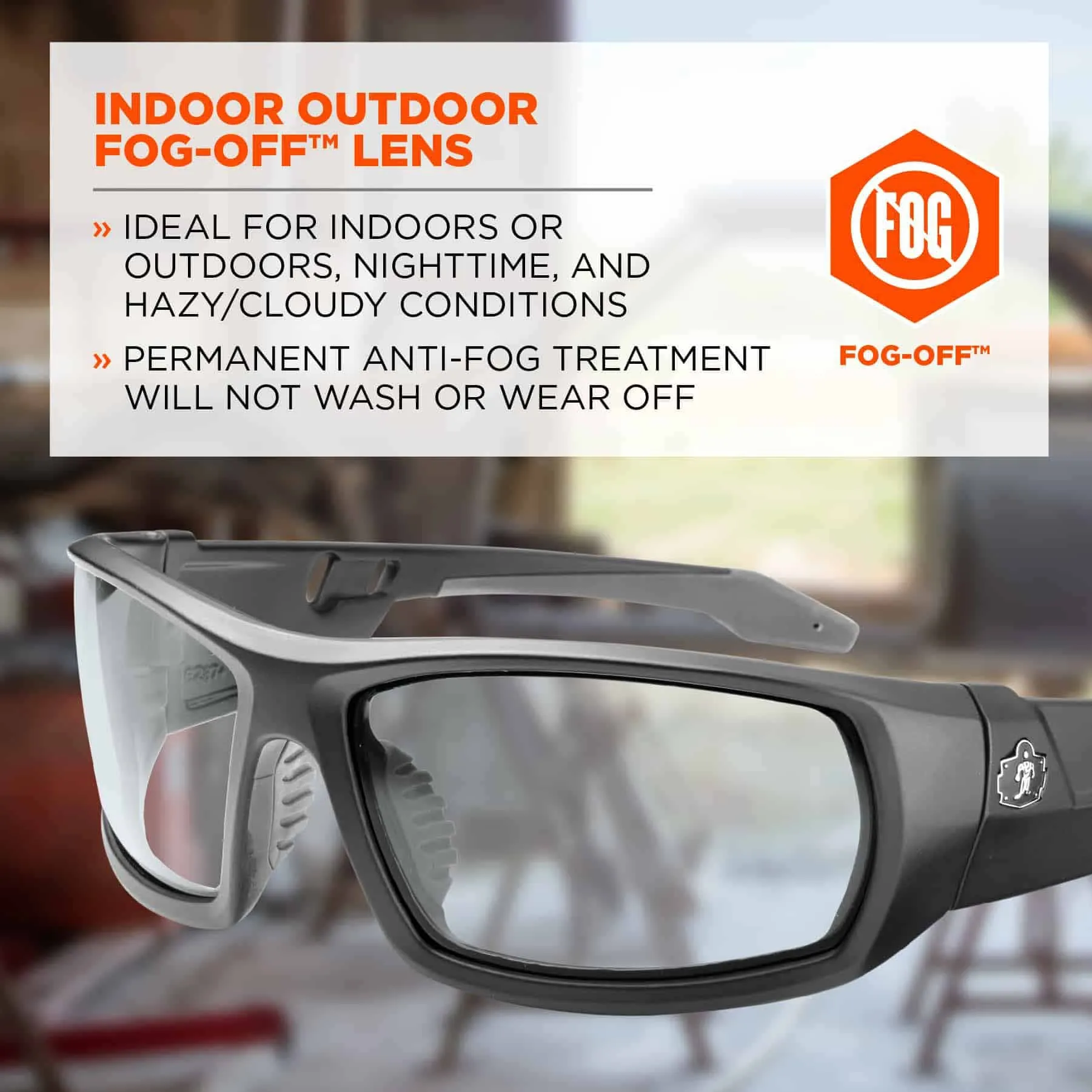 Ergodyne 50483 ODIN Anti-Fog In/Outdoor Lens Matte Black Safety Glasses