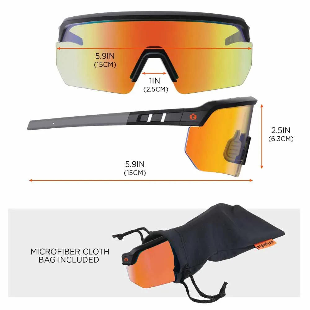 Ergodyne 55009 AEGIR-MI Matte Black Frame Orange Mirror Lens Safety Glasses